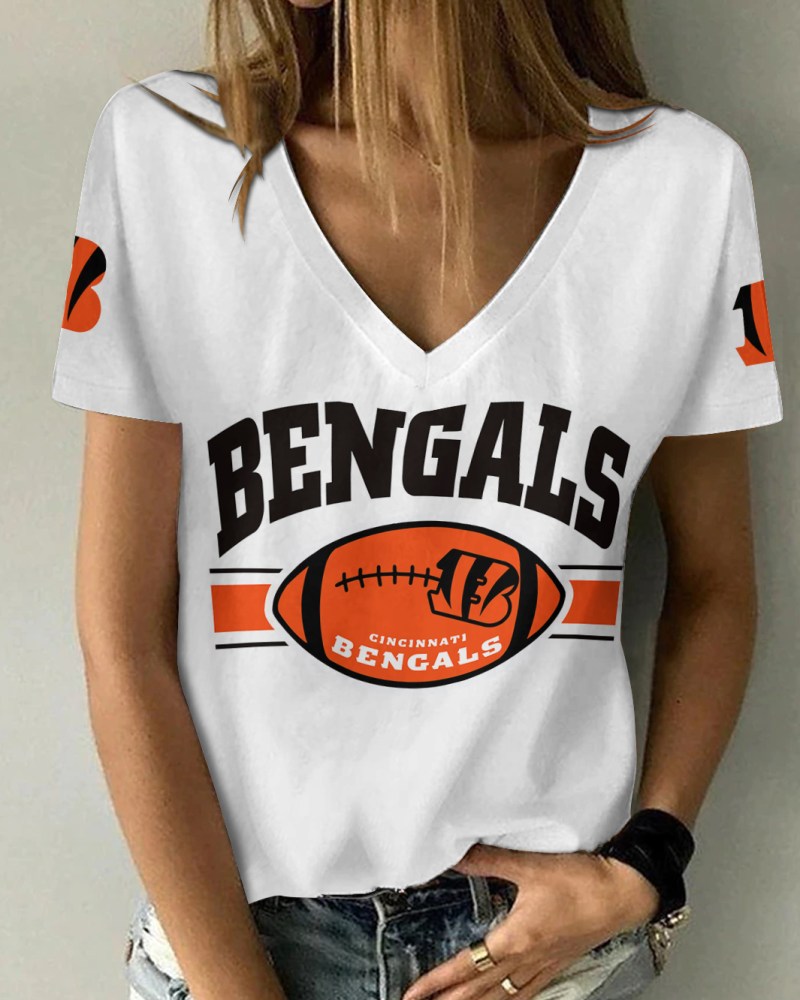 Cincinnati Bengals Personalized V-neck Women T-shirt