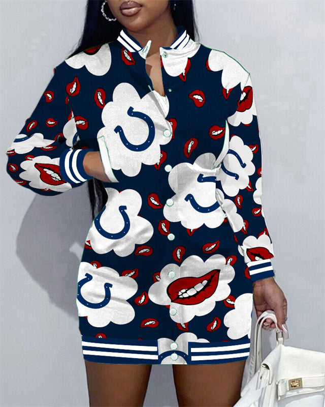 Indianapolis Colts Women Button Down Jacket Dress