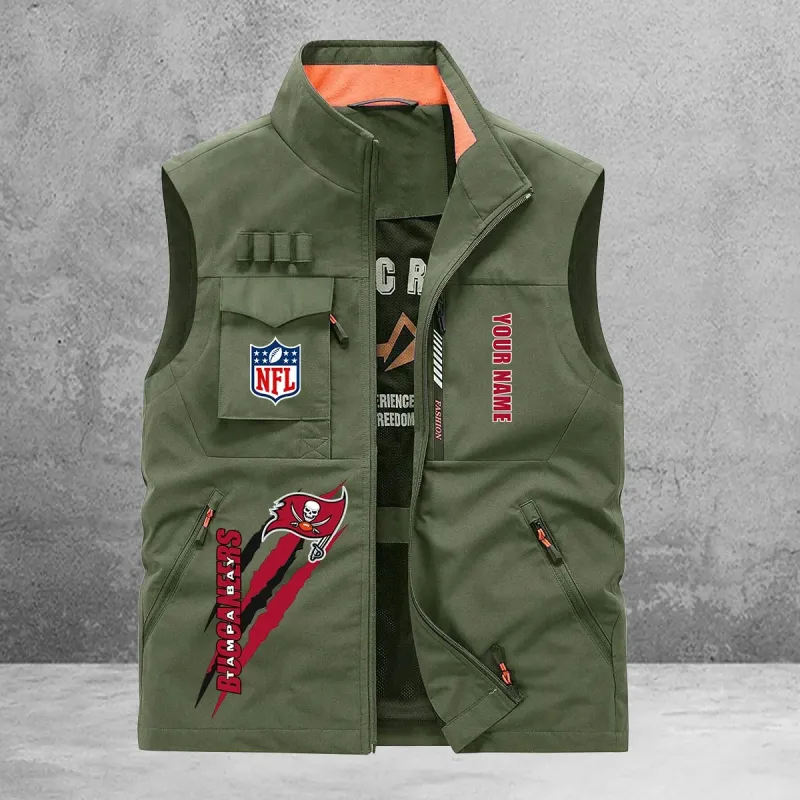 Tampa Bay Buccaneers Multi-Pockets Vest Back View