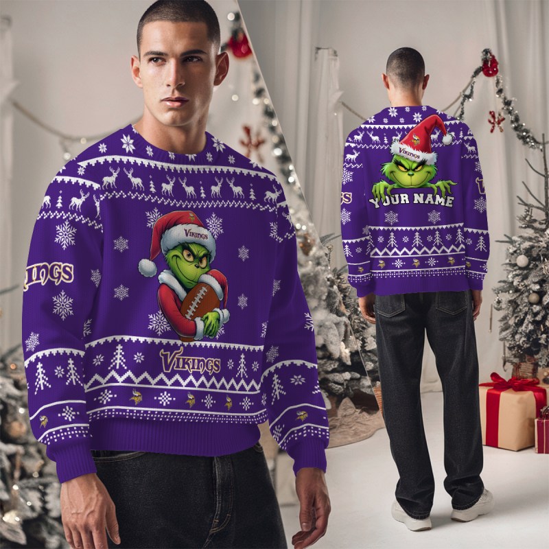 Minnesota Vikings Ugly Christmas Sweater Studio View