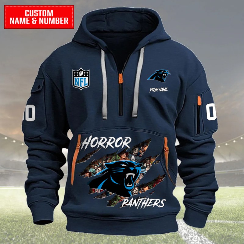 Carolina Panthers Navy Quarter Zip Hoodie
