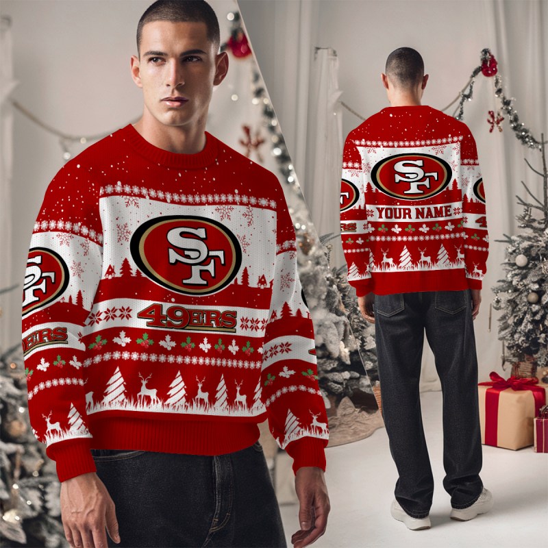 San Francisco 49ers Ugly Christmas Sweater Studio Shot