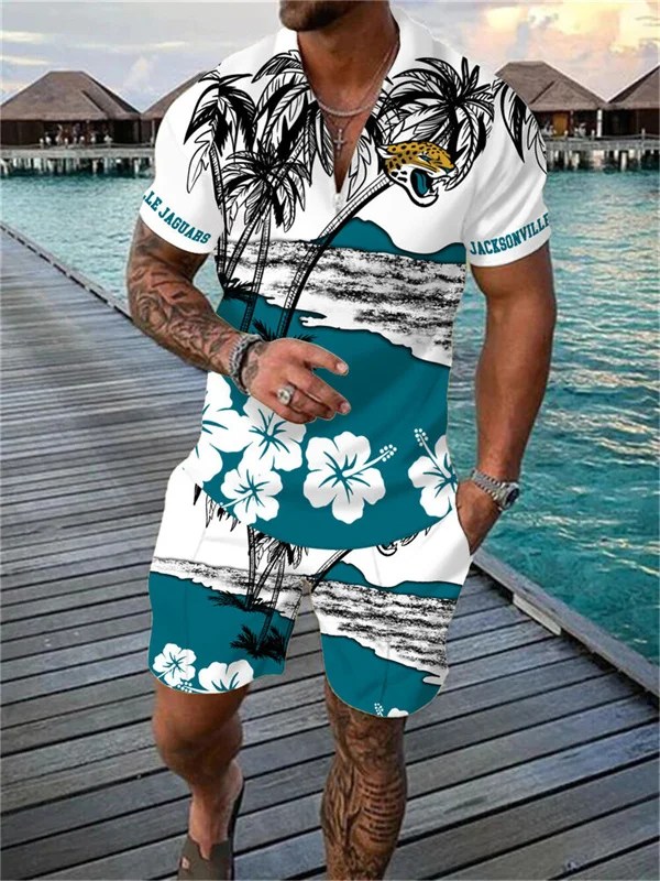 Jacksonville Jaguars Zip Polo Shirt and Shorts