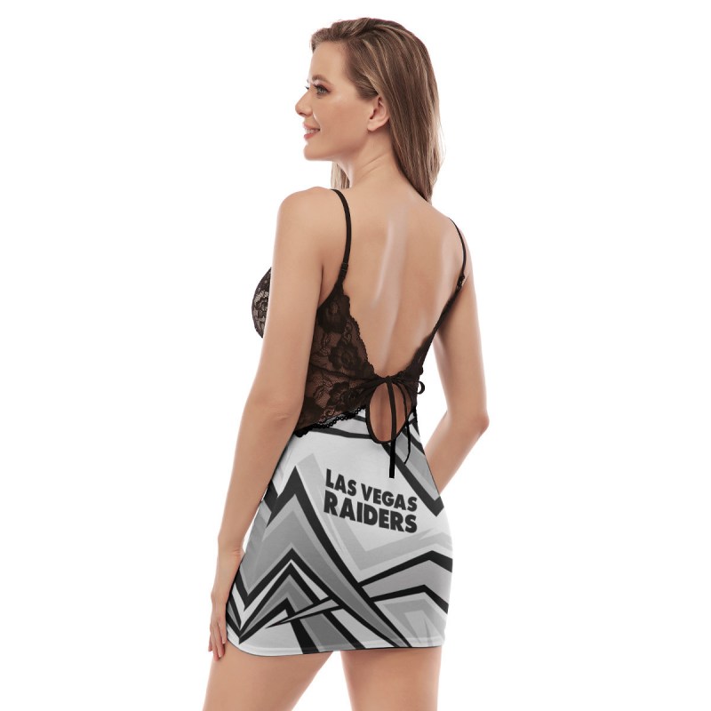 Las Vegas Raiders Lace Back Strap Slip Dress 487 7 Las Vegas Raiders Lace Back Strap Slip Dress Image 3