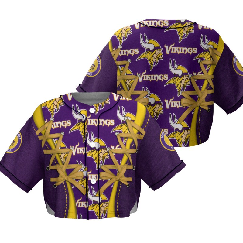 Minnesota Vikings Crop Top Baseball Jersey