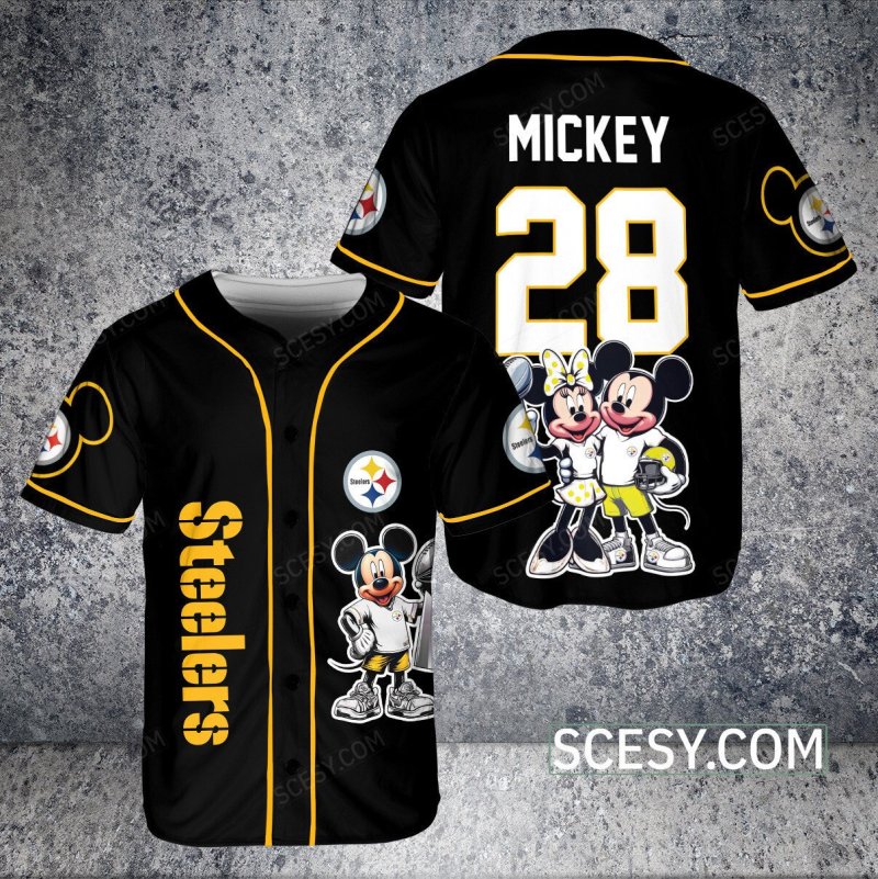 Pittsburgh Steelers Minnie And Mickey Baseball Jersey