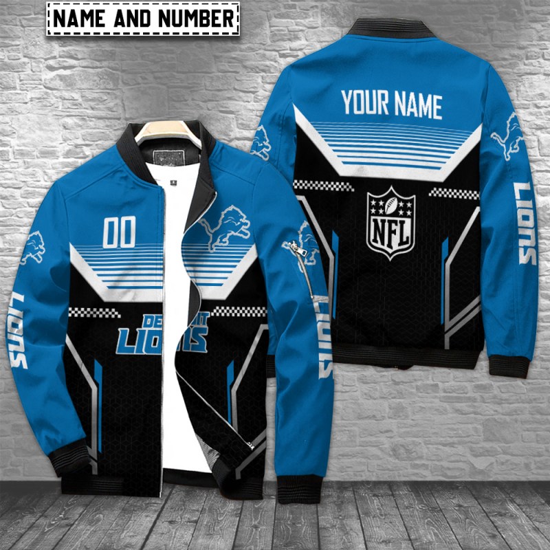 Detroit Lions Personalized Bomber Jacket Front