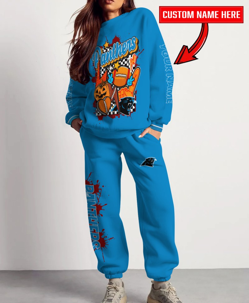 Carolina Panthers Halloween Collection Unisex Sweatshirt And Sweatpants Set