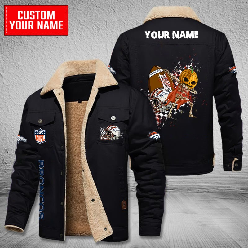 Denver Broncos Winter Fleece Bomber Jacket - Black