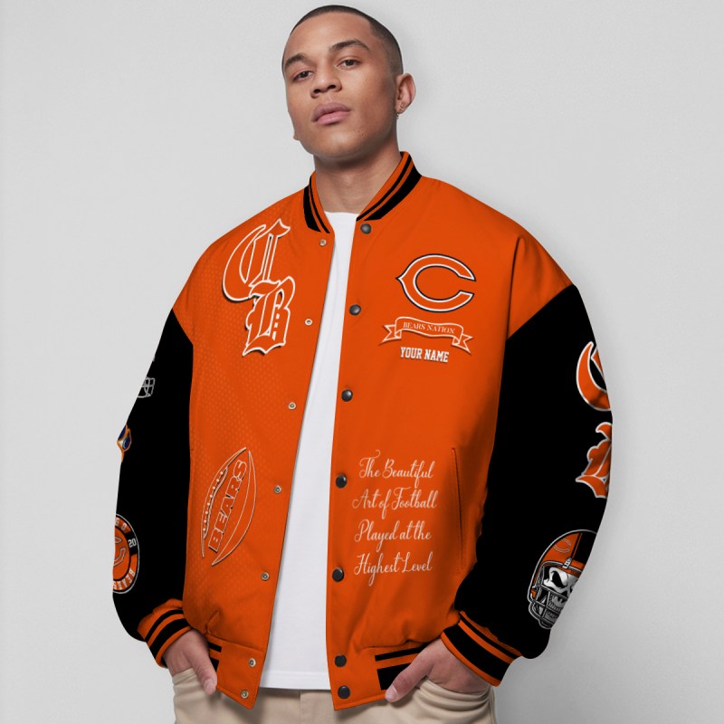 Chicago Bears Unisex Exclusive Styles Varsity Jacket AZTAVJK000036 5 Chicago Bears Varsity Jacket - Front View