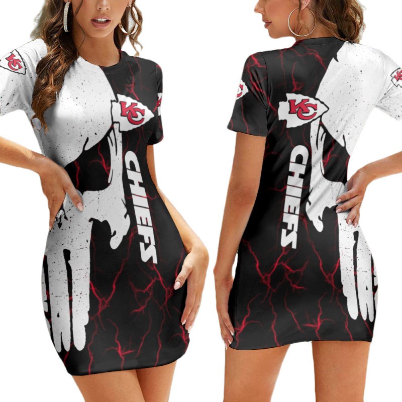 Kansas City Chiefs Short Sleeve Bodycon Mini Dress