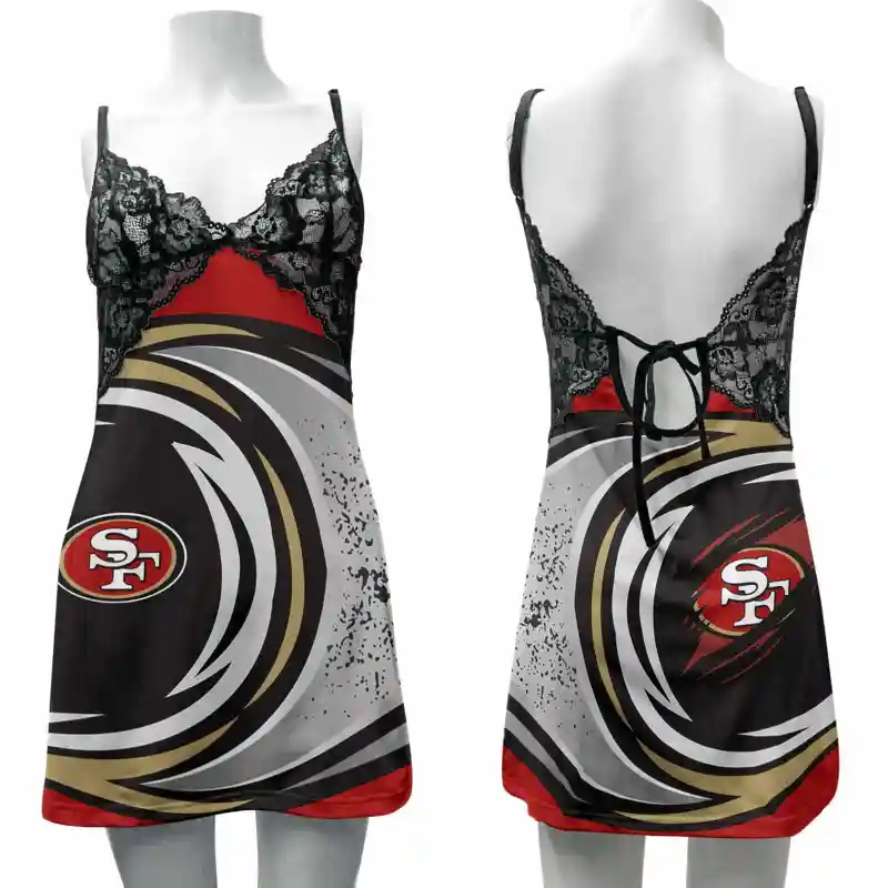 San Francisco 49ers Lace Back Strap Slip Dress Image 1