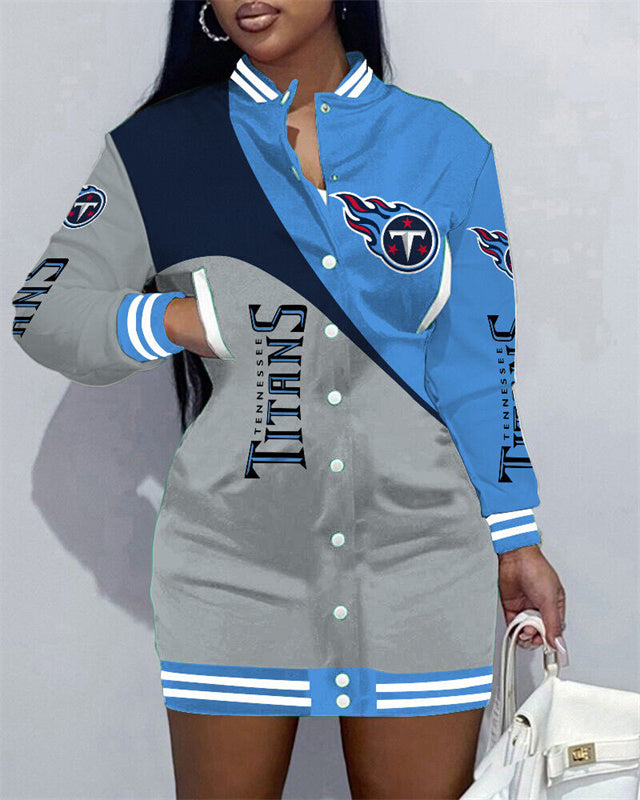 Tennessee Titans Women Button Down Jacket Dress