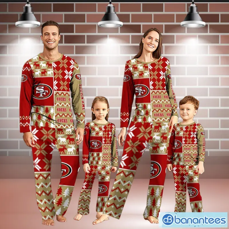 San Francisco 49ers Pajamas Set Christmas Snowflake Pattern