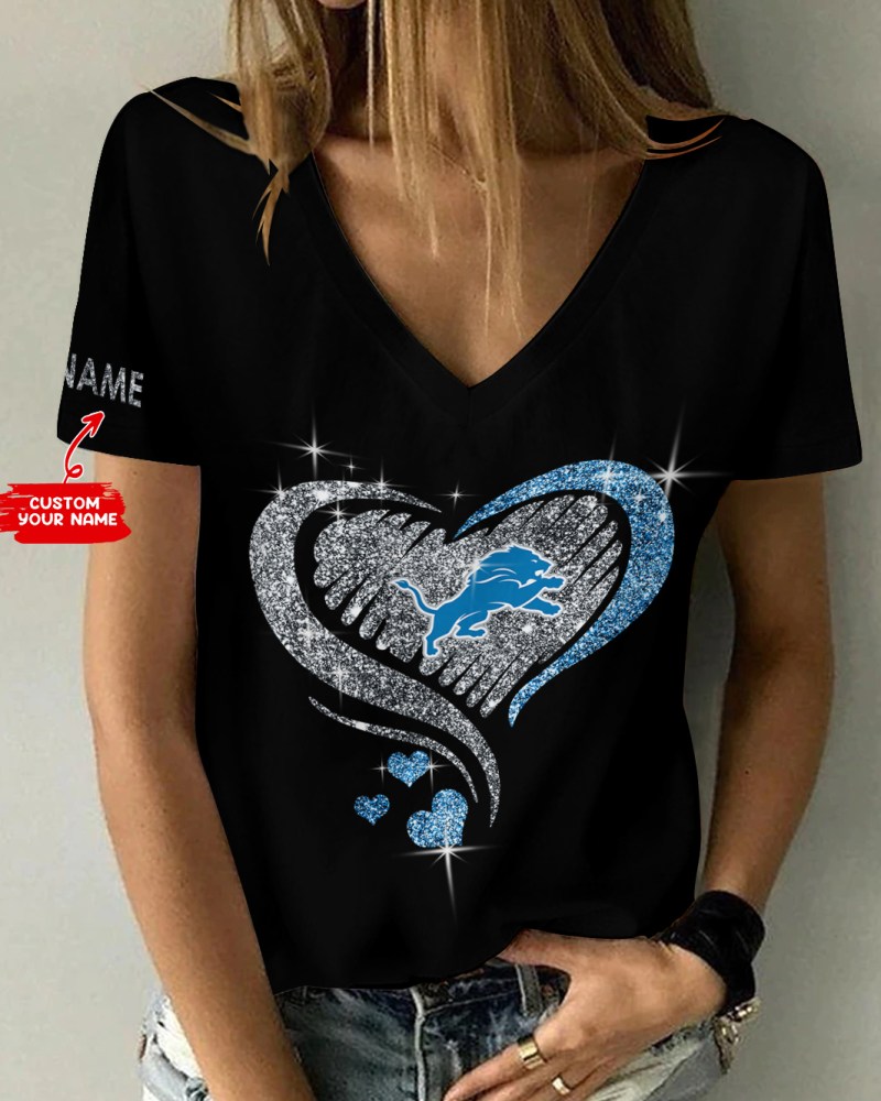 Detroit Lions Women V-neck T-shirt