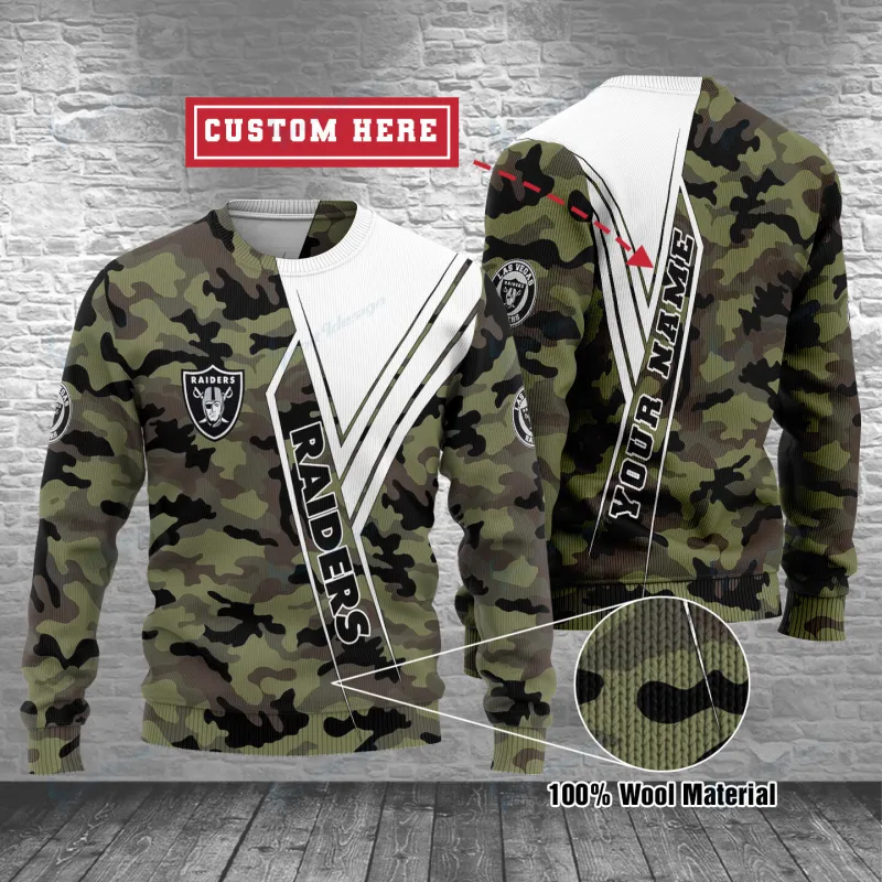 Las Vegas Raiders Personalized Woolen Sweater