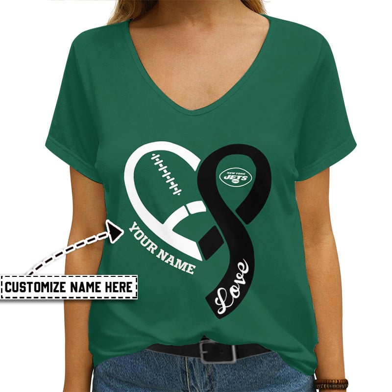 New York Jets Personalized V-neck Women T-shirt