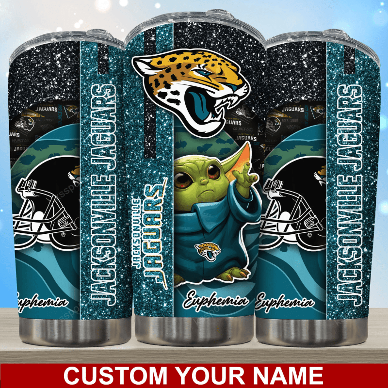 Jacksonville Jaguars Personalized Tumbler Side View