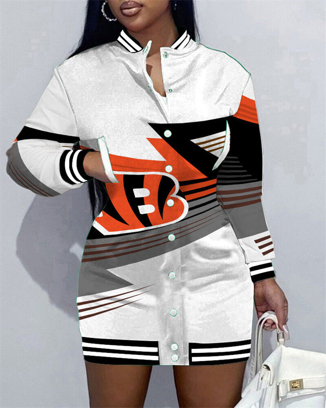 Cincinnati Bengals Women's Button Down Jacket Dress