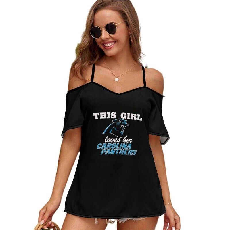Carolina Panthers Women's Off Shoulder Sling Top Image 1