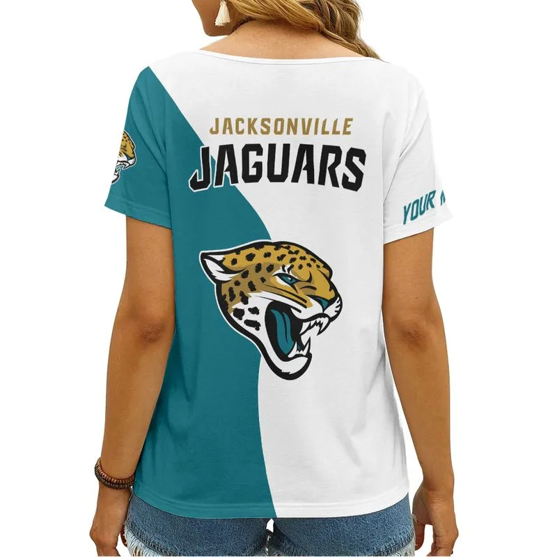 Jacksonville Jaguars Women V-neck T-shirt 2