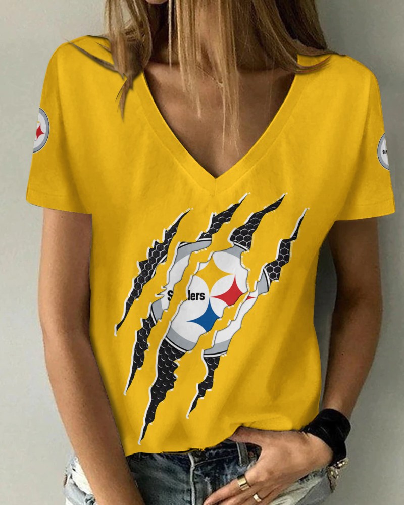 Pittsburgh Steelers Summer V-Neck T-shirt