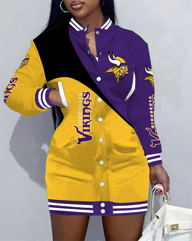 Minnesota Vikings Women's Button Down Jacket Dress