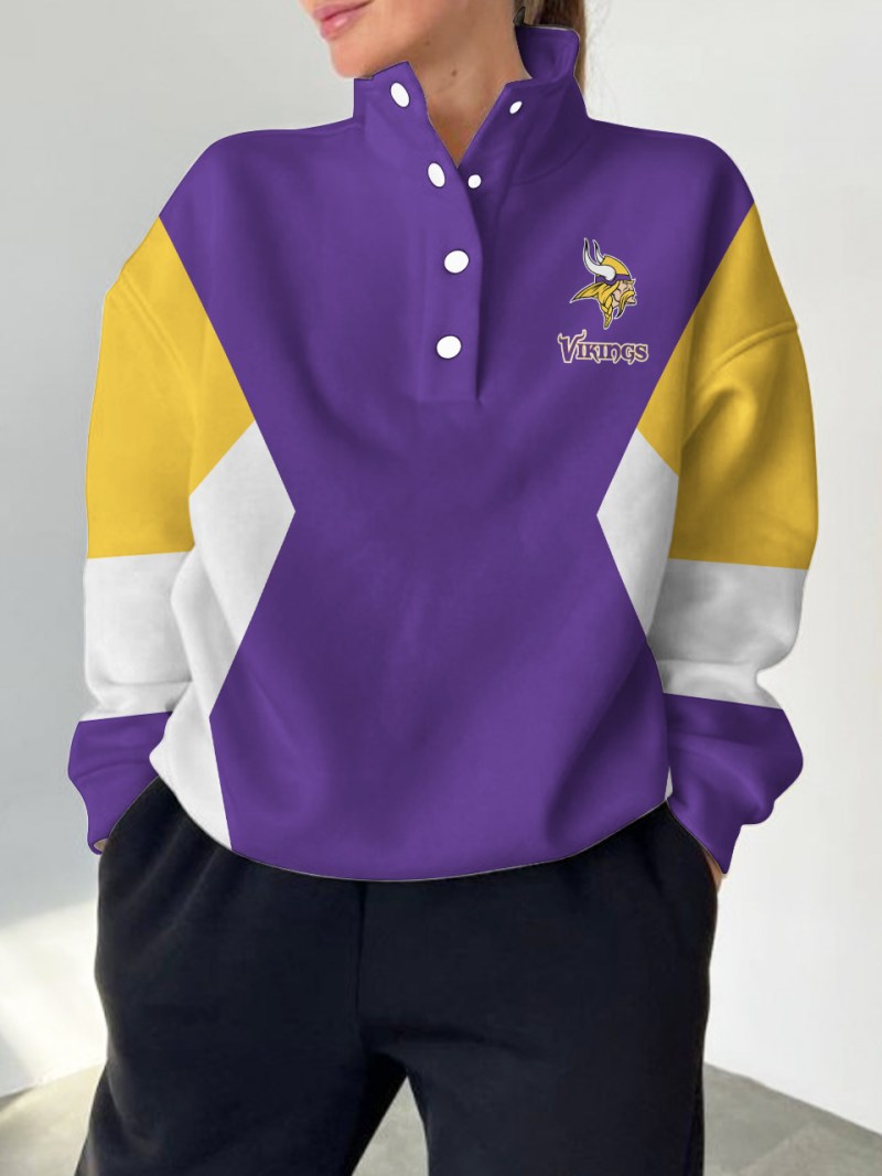 Minnesota Vikings Casual Colorful Stand Collar Sweatshirt