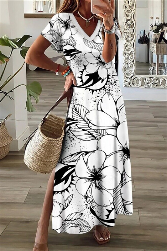 Miami Dolphins V-Neck Side Slit Long Dress