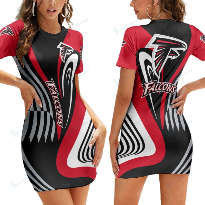 Atlanta Falcons Short Sleeve Bodycon Mini Dress