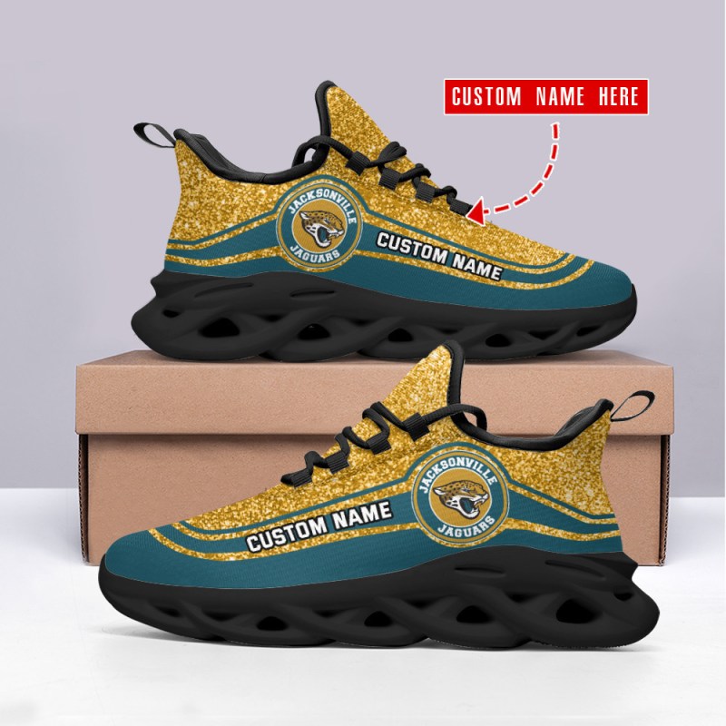 Jacksonville Jaguars Personalized Yezy Running Sneakers Front View