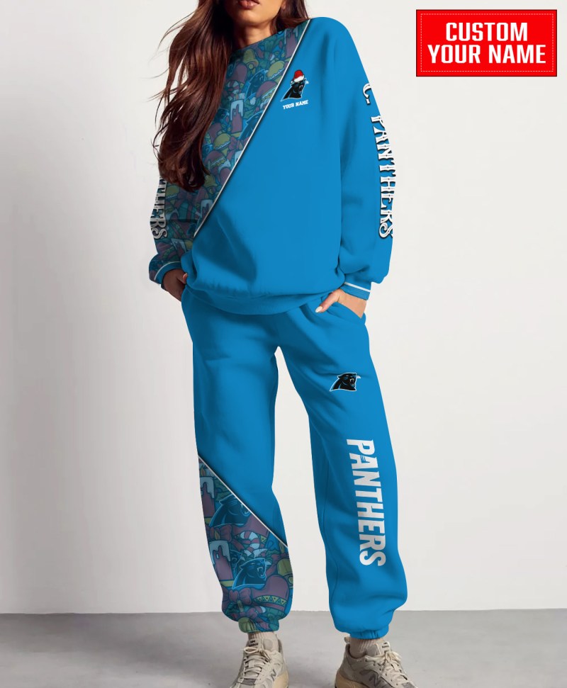 Carolina Panthers Christmas Pattern Sweater Combo