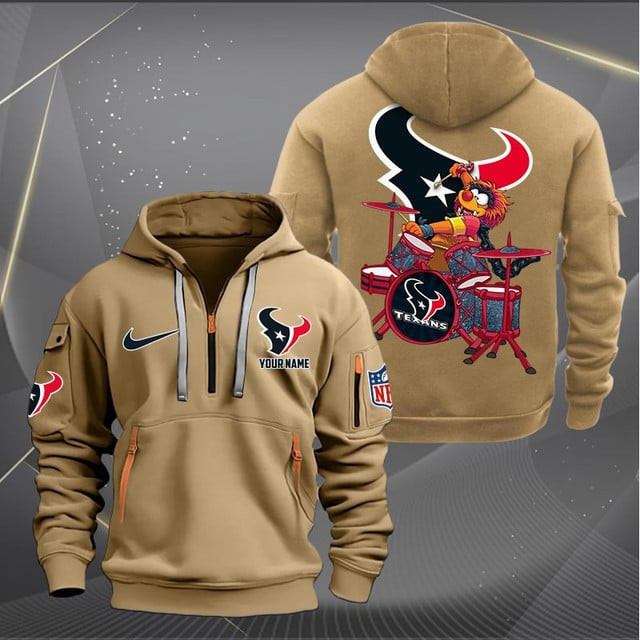 Houston Texans Premium Personalized Quarter Zip Hoodie