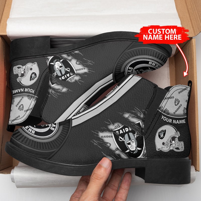 Las Vegas Raiders Personalized Comfort & Fashion Short Boots Side View