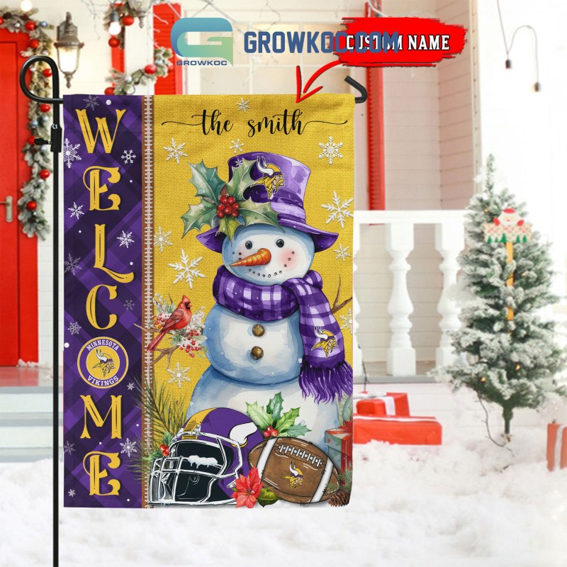 Minnesota Vikings Christmas Flag with Snowman