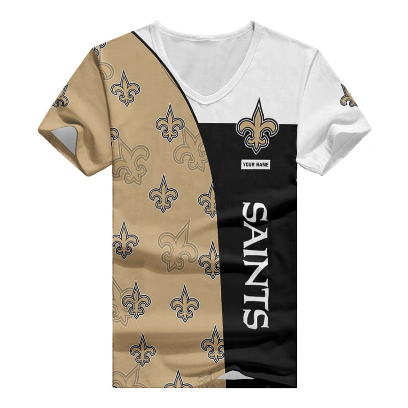 New Orleans Saints Personalized V-neck T-shirt Image 2
