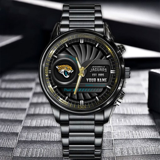 Jacksonville Jaguars Black Fashion Watch Side View