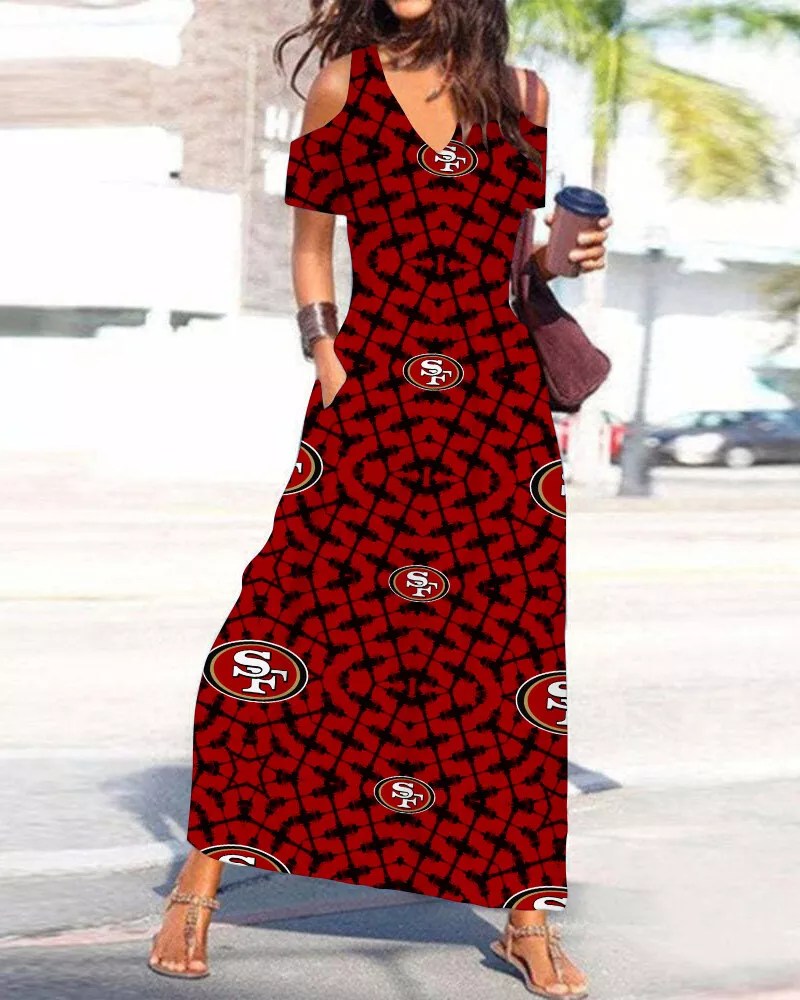 San Francisco 49ers Women's V-Neck Maxi Dress