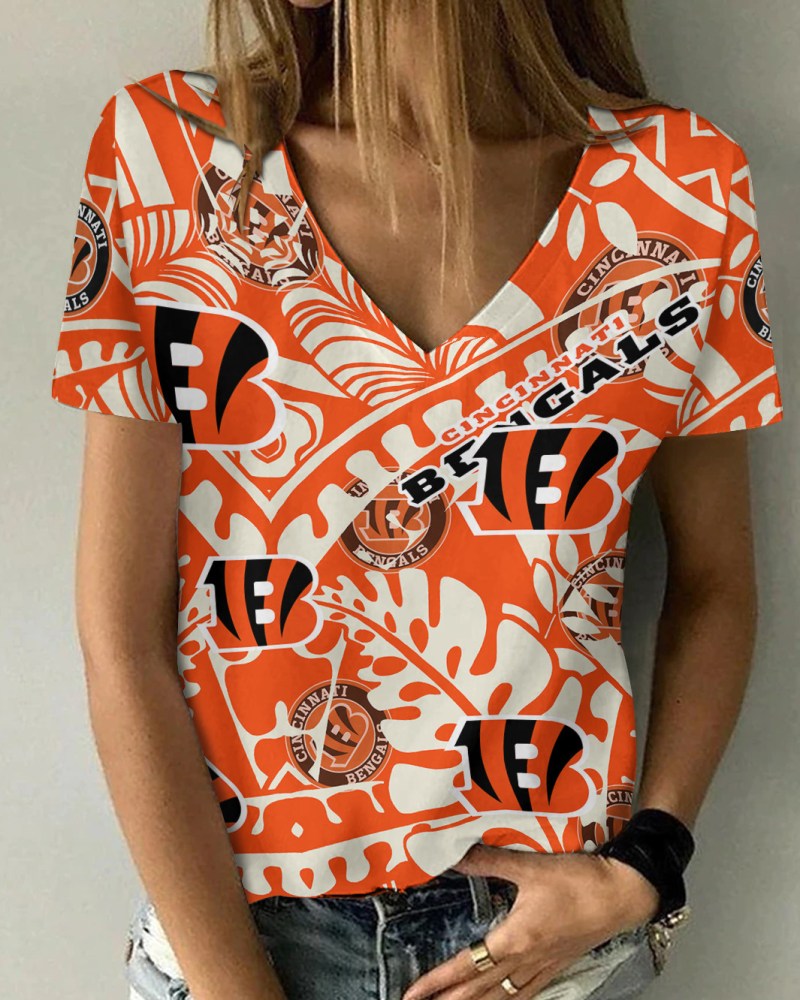 Cincinnati Bengals V-neck Women T-shirt