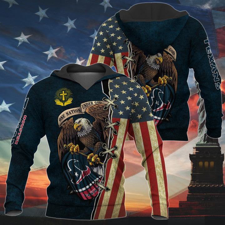 One Nation Under God Houston Texans Hoodie