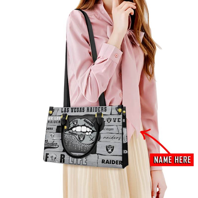 Las Vegas Raiders Personalized Leather Hand Bag