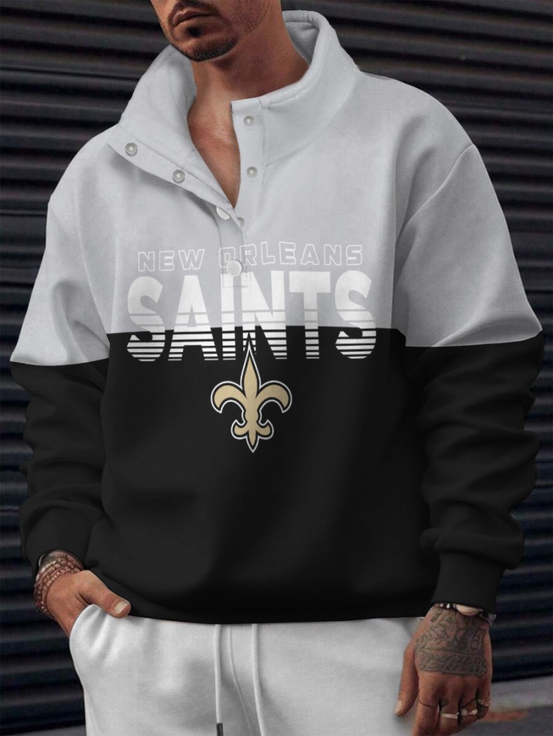 New Orleans Saints Casual Colorful Stand Collar Sweatshirt