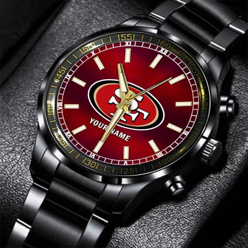 San Francisco 49ers NFL Personalized Black Hand Watch Gift For Fans