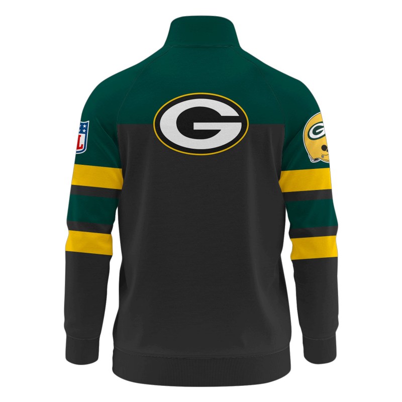 Green Bay Packers Stand Collar Jacket - Back View
