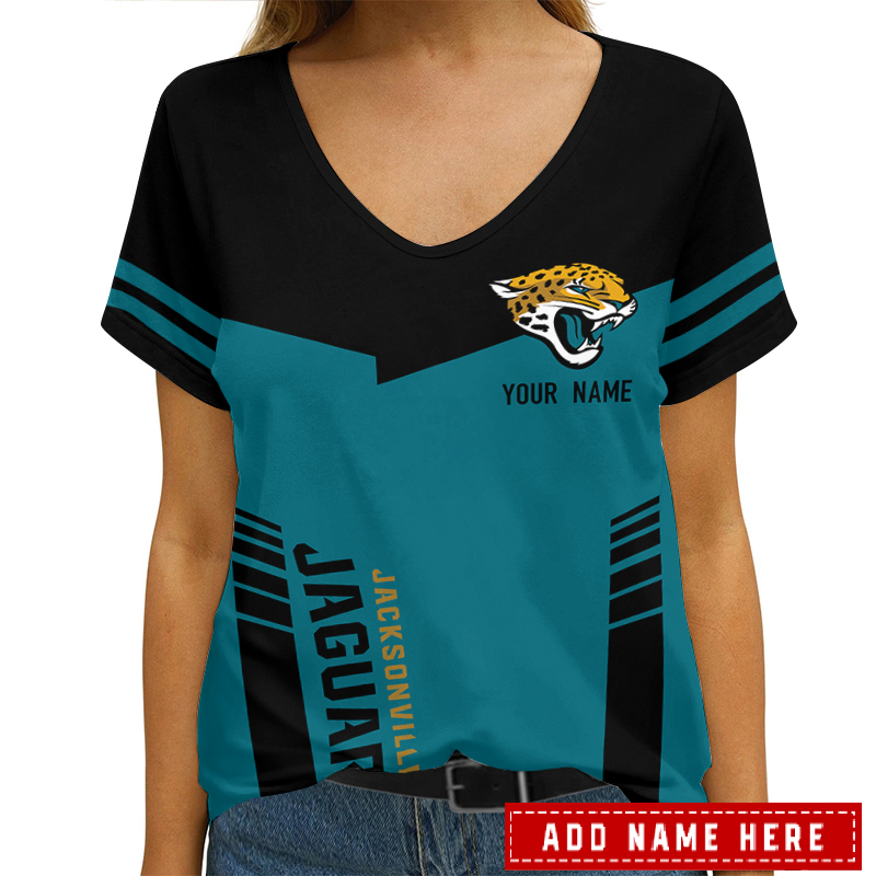 Jacksonville Jaguars Personalized V-neck Women T-shirt