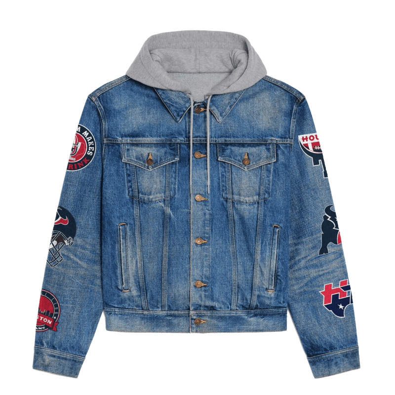 Houston Texans Hooded Denim Jacket Back Design