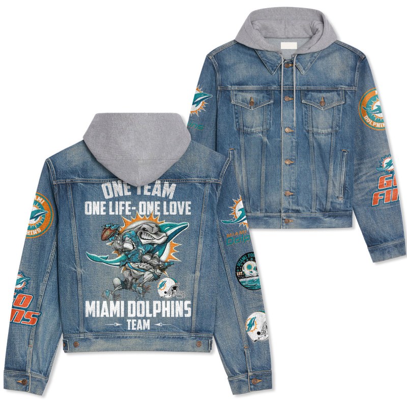 Miami Dolphins Hooded Denim Jacket