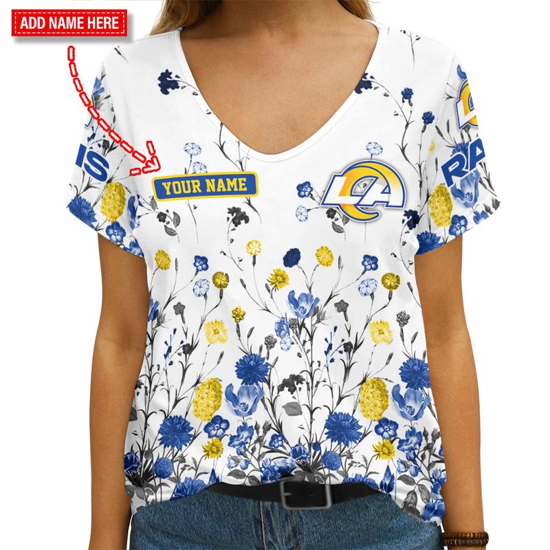 Los Angeles Rams Personalized V-neck Women T-shirt Image 1