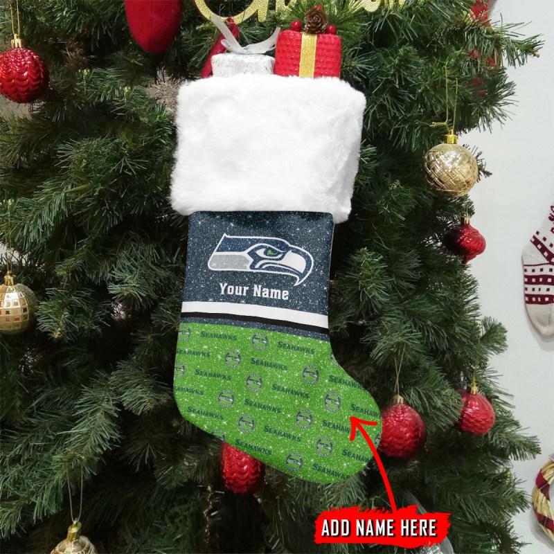 Seattle Seahawks Personalized Christmas Socks