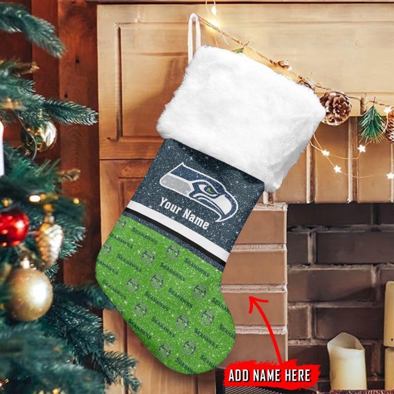 Seattle Seahawks Personalized Christmas Socks detail